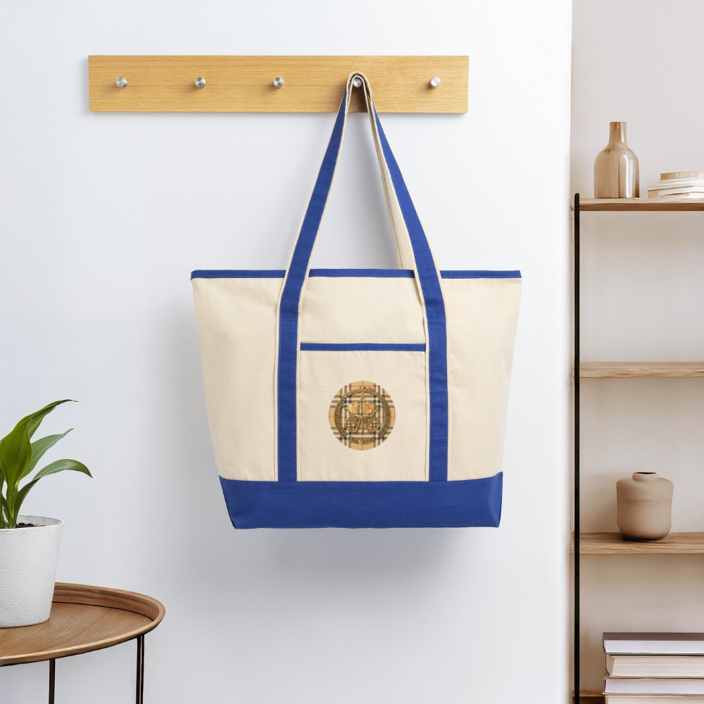 Large Canvas Deluxe Tote - natural/royal