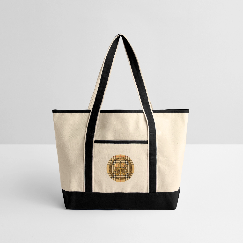 Large Canvas Deluxe Tote - Natural/French Navy