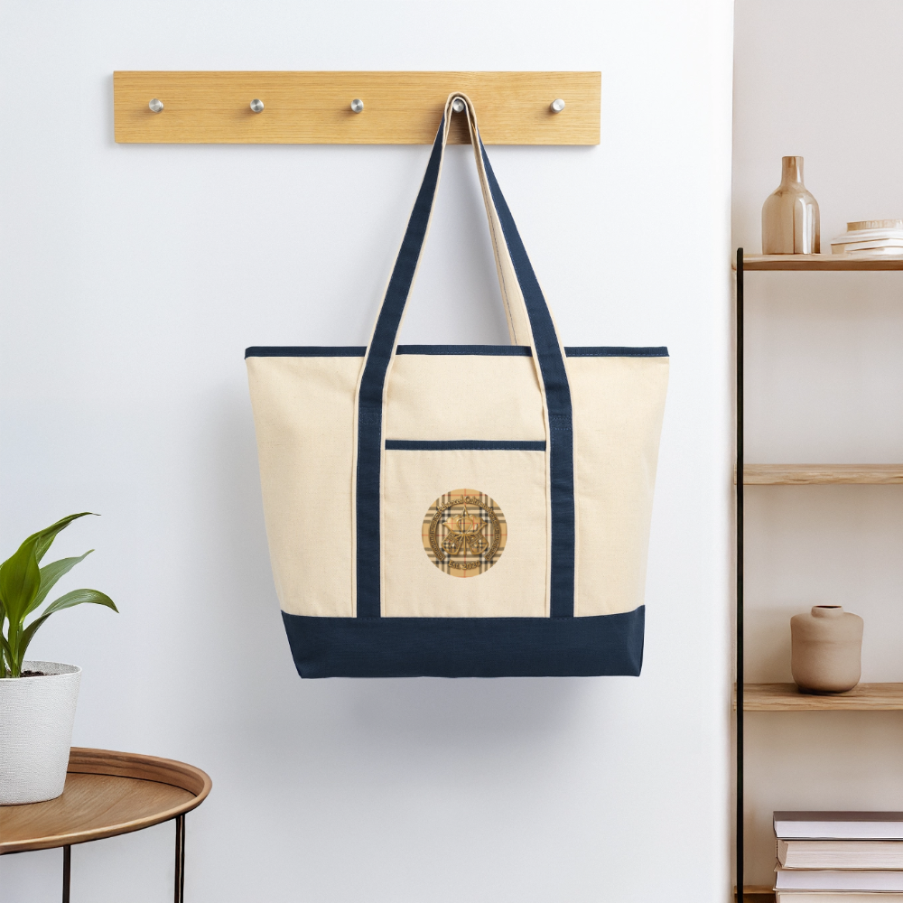 Large Canvas Deluxe Tote - Natural/French Navy