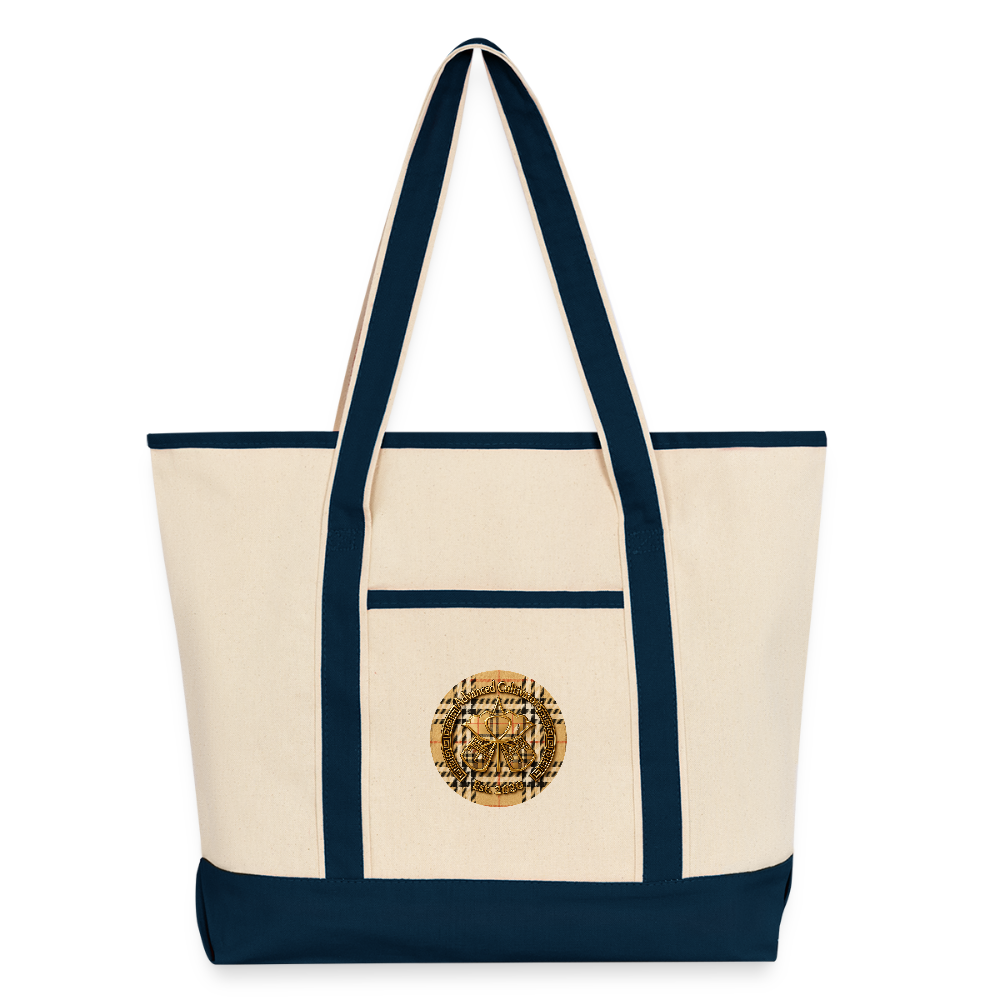 Large Canvas Deluxe Tote - Natural/French Navy
